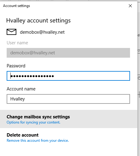 changing password in windows 10 mail